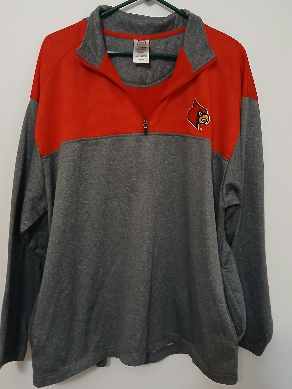 Pro Edge Apparel Grey and Red Louisville Cardinals Quarter-Zip Pullover